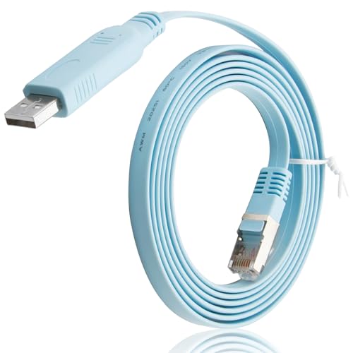 1,8m RJ45 Konsolenkabel auf USB, Kompatibel mit Cisco, USB-zu-Konsole-Kabel für Switches, Router, Firewalls, Server mit RJ45 Konsolenschnittstelle, Unterstützung Windows Linux Mac OS von SopwMap
