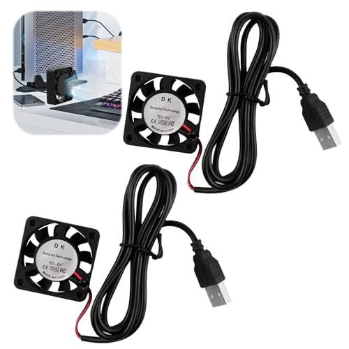 2 Stück 40 x 40 x 10 mm DC 5 V USB Mini Kühlventilator mit Drähten, 4010 leiser Kühlventilator, Hülsenlager USB-Anschluss, bürstenloser DC-Lüfter (Schwarz) von SopwMap