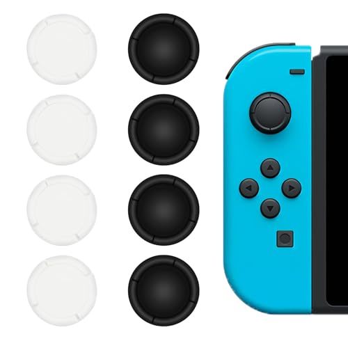 SopwMap 8 Stück Silikon-Schutzkappen für Switch/Lite Controller, Thumb Grip Analog Stick Cover, Switch Daumengriffe, rutschfeste Thumbstick-Abdeckungen, 3D Joystick-Kappen in Schwarz und Weiß von SopwMap