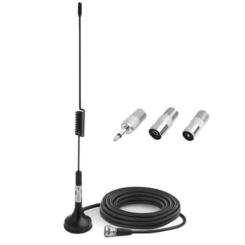 Digitale FM Radio Antenne für Innenbereiche, FM Radio Antenne Magnetfuß Zimmerantenne mit 1 Meter Verlängerungskabel, Universell Kompatibel für Home Stereo Audio Video Receivern, mit 3 Adaptern ﻿ von SopwMap