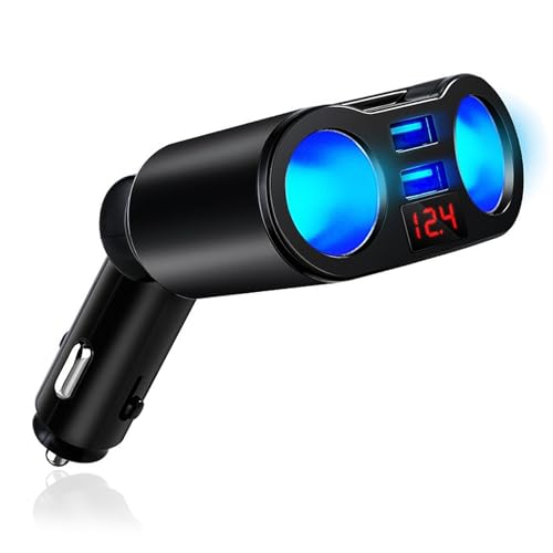 KFZ Ladegerät Verteiler mit 2 Steckdosen und Dual USB Ports, Zigarettenanzünder-Splitter, Auto Ladegerät Zigarettenanzünder Adapter, 120W Leistung, LED Spannungsanzeige für Smartphones und Tablets KFZ Ladegerät Verteiler mit 2 Steckdosen und Dual USB Ports, Zigarettenanzünder-Splitter, Auto Ladegerät Zigarettenanzünder Adapter, 120W Leistung, LED Spannungsanzeige für Smartphones und Tablets von SopwMap
