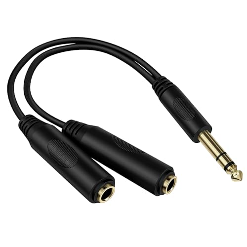 SopwMap 20 cm Audio-Splitterkabel, Stereo, 6,35 mm TRS-Stecker auf Doppel-TRS-Buchse, 6,35 mm, Adapter für Kopfhörer, Mikrofon, Verstärker, AV-Receiver, Karaoke, vergoldete Anschlüsse SopwMap 20 cm Audio-Splitterkabel, Stereo, 6,35 mm TRS-Stecker auf Doppel-TRS-Buchse, 6,35 mm, Adapter für Kopfhörer, Mikrofon, Verstärker, AV-Receiver, Karaoke, vergoldete Anschlüsse von SopwMap