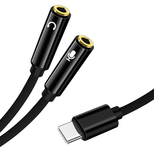 USB C zu Dual 3,5mm Klinke Kopfhörer und Mikrofon Adapter, 2 in 1 USB C auf Doppel TRS 3,5mm Klinke Audio Splitter Adapter, Audio Mic Splitter für Gaming Headsets, Kompatibel mit Laptops von SopwMap