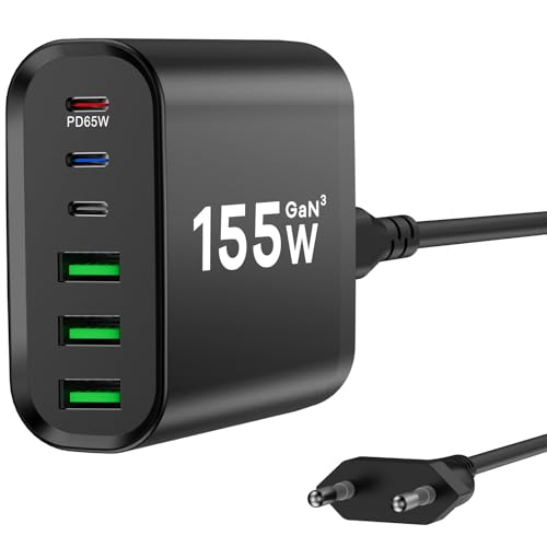 155W USB C Ladegerät Mehrfach, GaN III 6 Ports USB Ladegerät Mehrfach, 155W 6-Port Schnellladegerät Kompatibel mit MacBook Pro/Air, iPad Pro/Air, iPhone, Android etc 155W USB C Ladegerät Mehrfach, GaN III 6 Ports USB Ladegerät Mehrfach, 155W 6-Port Schnellladegerät Kompatibel mit MacBook Pro/Air, iPad Pro/Air, iPhone, Android etc von Sopxpvp