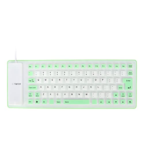 85 Tasten Standard USB Kabelgebundene Tragbare Weiche Faltbare Silikon Tastatur, Leichtes Gewicht Leise Flexibles Wasserdichtes Tastenfeld Werkzeug für PC Notebook Laptop (Green) von Sorandy