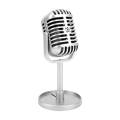 Sorandy Mikrofon aus Kunststoff, Retro-Stil, mit Mikrofon, Vintage, realistisch, für Karaoke, Spaß, Bühne, praktisches Zubehör, dekoratives Zubehör für Kostüme, Silber von Sorandy