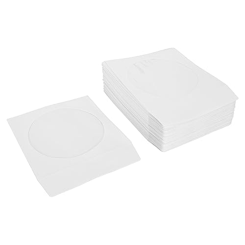 Sorandy 100 Stück Weiße CD-DVD-Hüllen aus Papier mit Klarem Fenster und Verschlussklappe, CD-DVD-Hüllen, 4,9 X 4,9 Zoll, Staubdicht, Dicke, Wiederverwendbare CD-Hüllen, CD-Umschläge für von Sorandy