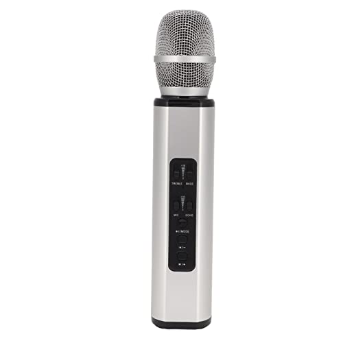 Sorandy K6 Drahtloses Bluetooth-Karaoke-Mikrofon, Tragbares Handheld-Karaoke-Mikrofon-Lautsprecher-Maschine, 2000-mAh-Akku, Bluetooth-Mikrofon für Geburtstagsparty zu Hause(Silber) von Sorandy
