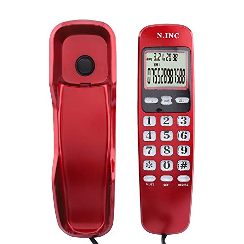 Wandtelefon, Festnetztelefon für Zuhause, kabelgebundenes Desktop-Telefon mit LCD-Display, Anrufer-ID, DTMF FSK Dual System (Rot) von Sorandy