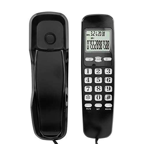Wandtelefon, Festnetztelefon für Zuhause, kabelgebundenes Desktop-Telefon mit LCD-Display, Anrufer-ID, DTMF FSK Dual System (Schwarz) von Sorandy