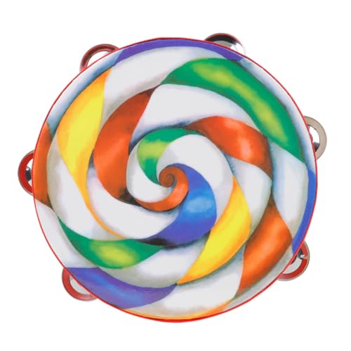 Sosoport 1 Stück Tambourin 8 Zoll Trommel Tamburin Für Musical Toy Handtrommel Aus Holz Tamburin Musik Tamburin-instrument Handglockentrommel Colorful Trommelfell Aus Polyester von Sosoport