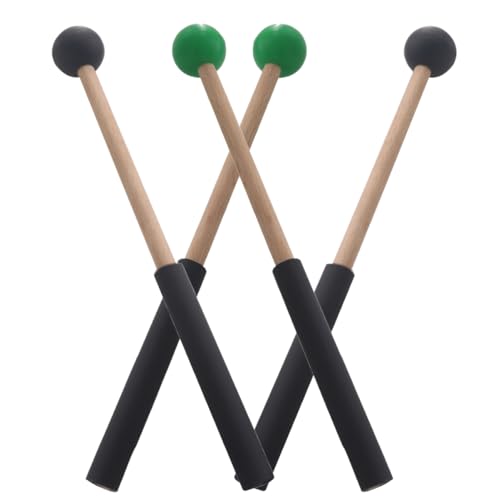 Sosoport 2Paare Zungentrommel Schlägel mit Holzgriff und Gummikopf für Trommel und Marimba Performance für Anfänger und Profis Präzise Klangqualität und Komfortabler von Sosoport