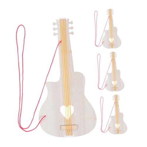 Sosoport 4Stücke Holz Gitarre für DIY Basteln Musikspielzeug für Kreative Aktivitäten für Kindergarten und Zuhause Fördert Musikalische Früherziehung von Sosoport