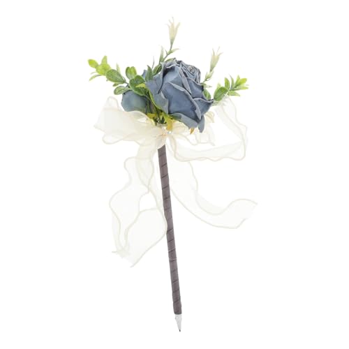Sosoport Kugelschreiber mit Rosenimitat Blumenstifte Kugelschreiber mit Blumenmuster Rosenstifte Büro-Rose-Schreibstift süße Stifte dekorative Stifte für Damen Stoff Blue von Sosoport