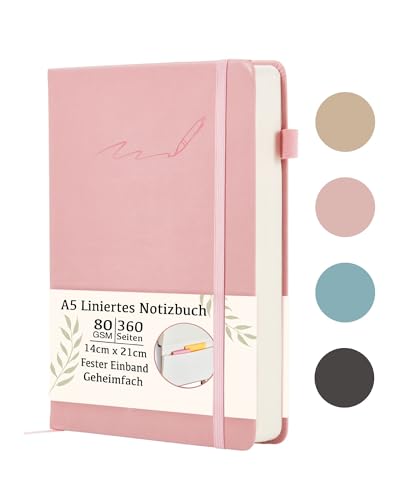 Soul Projekt Rosa Notizbuch A5 Liniert, 360 Seiten Hardcover Notebook, Buchjournal, Ideenbuch, Bulletjournal, Uni-Zubehör, Elastischer Verschluss Und Stiftehalter Soul Projekt Rosa Notizbuch A5 Liniert, 360 Seiten Hardcover Notebook, Buchjournal, Ideenbuch, Bulletjournal, Uni-Zubehör, Elastischer Verschluss Und Stiftehalter von Soul Projekt