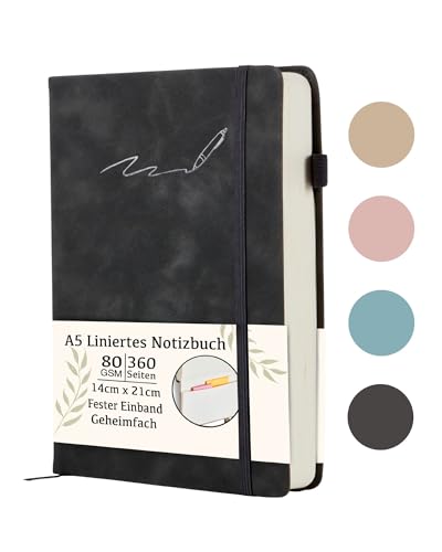 Soul Projekt Schwarzes Notizbuch A5 Liniert, 360 Seiten Hardcover Notebook, Buchjournal, Ideenbuch, Bulletjournal, Uni-Zubehör, elastischer Verschluss Und Stiftehalter Soul Projekt Schwarzes Notizbuch A5 Liniert, 360 Seiten Hardcover Notebook, Buchjournal, Ideenbuch, Bulletjournal, Uni-Zubehör, elastischer Verschluss Und Stiftehalter von Soul Projekt