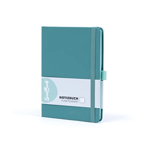 Soulbook Notizbuch A5 dotted – 176 nummerierte Seiten – Softtouch Cover grün – Punktraster, Lesezeichen, Stiftschlaufe von Soulbook