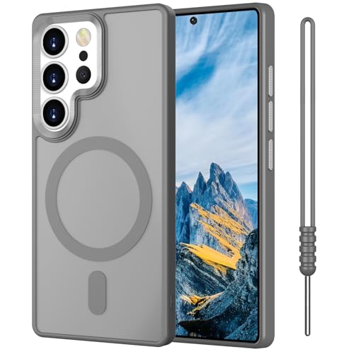 SouliGo Magnetische Schutzhülle für Samsung Galaxy S25 Ultra 6,8 Zoll, kompatibel mit MagSafe, matt, transparent, strapazierfähig, stoßfest, Rundumschutz (Grau) von SouliGo