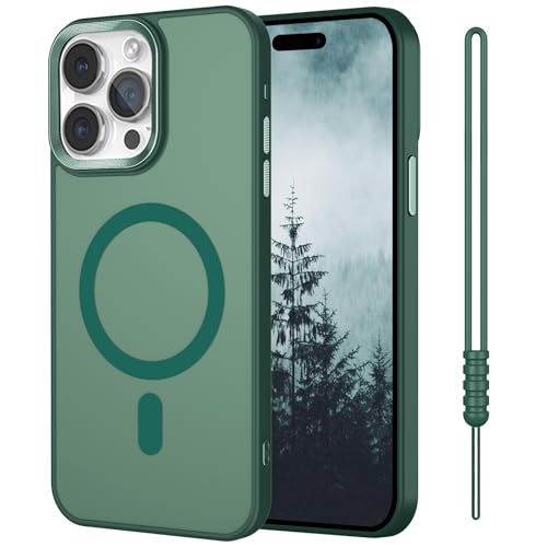 SouliGo Magnetische Schutzhülle für iPhone 12 Pro Max, 6,7 Zoll, kompatibel mit MagSafe, matt, transparent, robust, stoßfest, Rundumschutz (Grün) von SouliGo