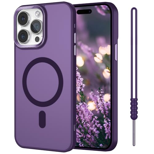 SouliGo Magnetische Schutzhülle für iPhone 13 Pro Max, 6,7 Zoll, kompatibel mit MagSafe, matt, transparent, robust, stoßfest, Rundumschutz (Dunkelviolett) von SouliGo
