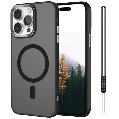SouliGo Magnetische Schutzhülle für iPhone 13 Pro Max, 6,7 Zoll, kompatibel mit MagSafe, matt, transparent, robust, stoßfest, kompletter Schutz (schwarz) von SouliGo