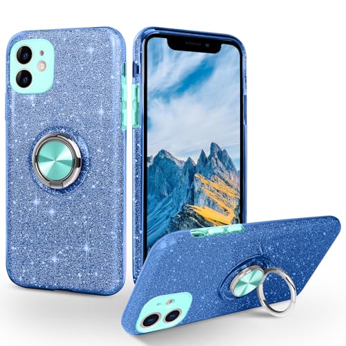 SouliGo Schutzhülle für iPhone 11, mit Ring, drehbar, um 360 Grad drehbar, magnetische KFZ-Halterung, glitzernd, glänzend, modisch, kratzfest, stoßfest, Schutzhülle für iPhone 11, Blau SouliGo Schutzhülle für iPhone 11, mit Ring, drehbar, um 360 Grad drehbar, magnetische KFZ-Halterung, glitzernd, glänzend, modisch, kratzfest, stoßfest, Schutzhülle für iPhone 11, Blau von SouliGo