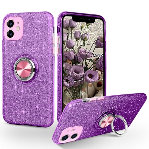 SouliGo Schutzhülle für iPhone 11, schlank, dünn, glänzend, glitzernd, weiches TPU, stoßfest, mit Ständer, Hybrid-Schutz, für Mädchen und Damen, Violett mit Glitzer-Design SouliGo Schutzhülle für iPhone 11, schlank, dünn, glänzend, glitzernd, weiches TPU, stoßfest, mit Ständer, Hybrid-Schutz, für Mädchen und Damen, Violett mit Glitzer-Design von SouliGo