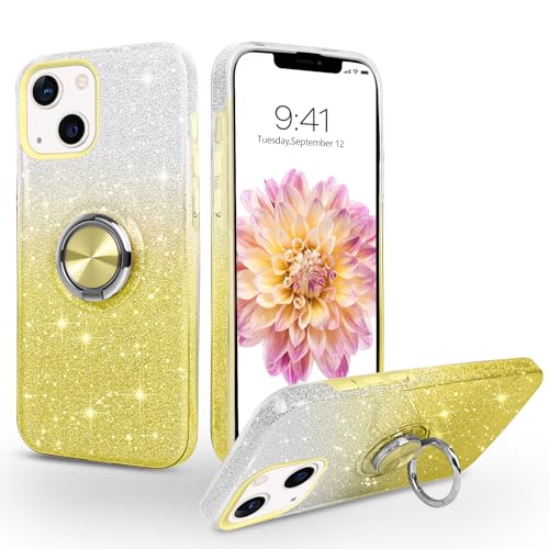 SouliGo Schutzhülle für iPhone 14 mit 360 Grad drehbarem Ring, magnetische KFZ-Halterung, glitzernd, glänzend, modisch, kratzfest, stoßfest, Farbverlauf, Gelb SouliGo Schutzhülle für iPhone 14 mit 360 Grad drehbarem Ring, magnetische KFZ-Halterung, glitzernd, glänzend, modisch, kratzfest, stoßfest, Farbverlauf, Gelb von SouliGo