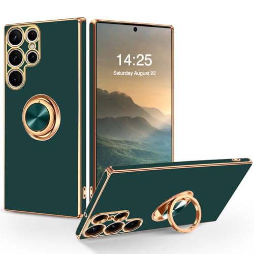 SouliGo Schutzhülle kompatibel mit Samsung S22 Ultra, weiches TPU-Silikon, stoßfest, Futter aus Mikrofaser, kratzfest, mit 360-Grad-Ringhalterung, Schutzhülle für Galaxy S22 Ultra 5G, Grün SouliGo Schutzhülle kompatibel mit Samsung S22 Ultra, weiches TPU-Silikon, stoßfest, Futter aus Mikrofaser, kratzfest, mit 360-Grad-Ringhalterung, Schutzhülle für Galaxy S22 Ultra 5G, Grün von SouliGo