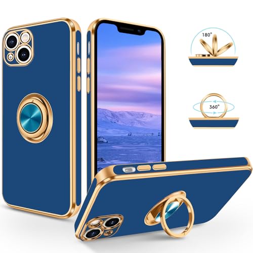 SouliGo Schutzhülle kompatibel mit iPhone 13, weiches TPU-Silikon, stoßfest, Futter aus Mikrofaser, kratzfest, mit 360 Grad Ringhalterung, Schutzhülle für iPhone 13 6,1 Zoll, Marineblau SouliGo Schutzhülle kompatibel mit iPhone 13, weiches TPU-Silikon, stoßfest, Futter aus Mikrofaser, kratzfest, mit 360 Grad Ringhalterung, Schutzhülle für iPhone 13 6,1 Zoll, Marineblau von SouliGo