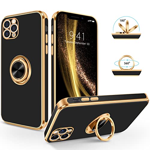 SouliGo iPhone 11 Pro Max Hülle, iPhone 11 Pro Max Handyhülle Slim weiche TPU Silikon Case Cover mit 360 Grad Ring Halter Ständer stabil Kratzfest Hülle für iPhone 11 Pro Max 6.5'' Schwarz Gold SouliGo iPhone 11 Pro Max Hülle, iPhone 11 Pro Max Handyhülle Slim weiche TPU Silikon Case Cover mit 360 Grad Ring Halter Ständer stabil Kratzfest Hülle für iPhone 11 Pro Max 6.5'' Schwarz Gold von SouliGo