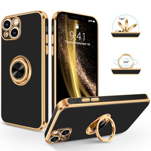 SouliGo iPhone 13 Mini Hülle, iPhone 13 Mini Handyhülle Slim weiche TPU Silikon Case Cover mit 360 Grad Ring Halter Ständer stabil Kratzfest Hülle für iPhone 13 Mini 6.1'' Schwarz Gold SouliGo iPhone 13 Mini Hülle, iPhone 13 Mini Handyhülle Slim weiche TPU Silikon Case Cover mit 360 Grad Ring Halter Ständer stabil Kratzfest Hülle für iPhone 13 Mini 6.1'' Schwarz Gold von SouliGo
