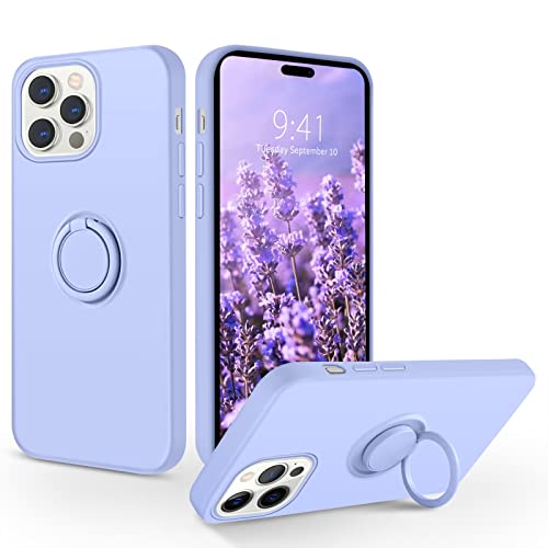 SouliGo iPhone 14 Pro Max Hülle, iPhone 14 Pro Max Handyhülle Silikon Gel Slim Case Cover mit 360 Grad Ring Halter Ständer stabil Kratzfest Hülle für iPhone 14 Pro Max 6.7'' Lila Lavendel von SouliGo