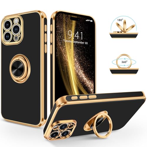 SouliGo iPhone 16 Pro Hülle, iPhone 16 Pro Handyhülle Slim weiche TPU Silikon Case Cover mit 360 Grad Ring Halter Ständer stabil Kratzfest Hülle für iPhone 16 Pro 6.3'' Schwarz Gold SouliGo iPhone 16 Pro Hülle, iPhone 16 Pro Handyhülle Slim weiche TPU Silikon Case Cover mit 360 Grad Ring Halter Ständer stabil Kratzfest Hülle für iPhone 16 Pro 6.3'' Schwarz Gold von SouliGo