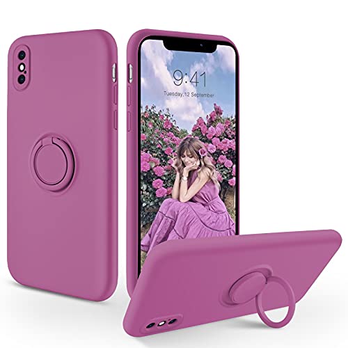 SouliGo iPhone X/XS Hülle, iPhone X/XS Handyhülle Silikon Gel Slim Case Cover mit 360 Grad Ring Halter Ständer stabil Kratzfest Hülle für iPhone X/XS 5.8 Zoll Lila von SouliGo