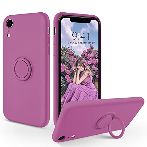 SouliGo iPhone XR Case 360° Ring Holder Kickstand, iPhone XR Cases for Magnetic Car Mount Slim Soft Silicone Gel Rubber Anti-Scratch Protective Shockproof Phone Cover for iPhone XR 6.1 inch - Lilac von SouliGo