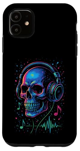 Totenkopf-Musik-Kopfhörer, bunte Kunst Hülle für iPhone 11 Totenkopf-Musik-Kopfhörer, bunte Kunst Hülle für iPhone 11 von Sound Gamer DJ EDM Rave
