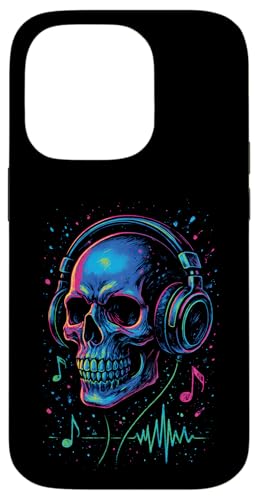 Totenkopf-Musik-Kopfhörer, bunte Kunst Hülle für iPhone 14 Pro Totenkopf-Musik-Kopfhörer, bunte Kunst Hülle für iPhone 14 Pro von Sound Gamer DJ EDM Rave