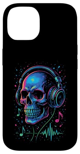 Totenkopf-Musik-Kopfhörer, bunte Kunst Hülle für iPhone 14 Totenkopf-Musik-Kopfhörer, bunte Kunst Hülle für iPhone 14 von Sound Gamer DJ EDM Rave