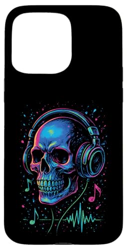Totenkopf-Musik-Kopfhörer, bunte Kunst Hülle für iPhone 15 Pro Max Totenkopf-Musik-Kopfhörer, bunte Kunst Hülle für iPhone 15 Pro Max von Sound Gamer DJ EDM Rave