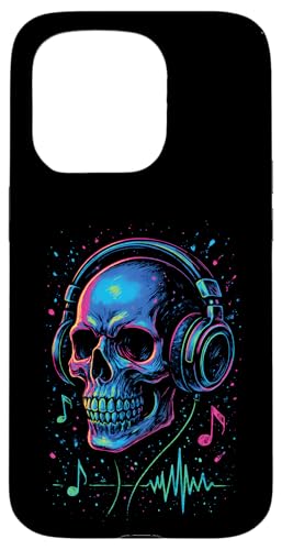 Totenkopf-Musik-Kopfhörer, bunte Kunst Hülle für iPhone 15 Pro Totenkopf-Musik-Kopfhörer, bunte Kunst Hülle für iPhone 15 Pro von Sound Gamer DJ EDM Rave