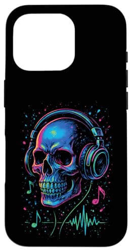 Totenkopf-Musik-Kopfhörer, bunte Kunst Hülle für iPhone 16 Pro Totenkopf-Musik-Kopfhörer, bunte Kunst Hülle für iPhone 16 Pro von Sound Gamer DJ EDM Rave