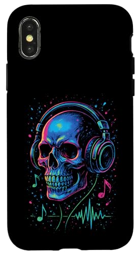 Totenkopf-Musik-Kopfhörer, bunte Kunst Hülle für iPhone X/XS Totenkopf-Musik-Kopfhörer, bunte Kunst Hülle für iPhone X/XS von Sound Gamer DJ EDM Rave
