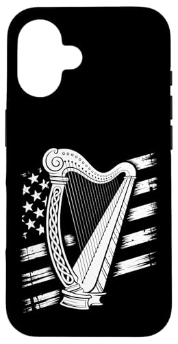 Harfe im Used-Look mit amerikanischer Flagge Hülle für iPhone 16 Harfe im Used-Look mit amerikanischer Flagge Hülle für iPhone 16 von Sound Vibes Studio