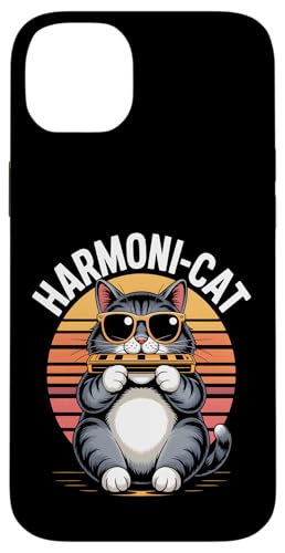 Harmoni-Katze lustige Retro Katze spielt Mundharmonika Hülle für iPhone 14 Plus Harmoni-Katze lustige Retro Katze spielt Mundharmonika Hülle für iPhone 14 Plus von Sound Vibes Studio
