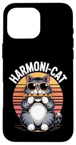 Harmoni-Katze lustige Retro Katze spielt Mundharmonika Hülle für iPhone 16 Pro Max Harmoni-Katze lustige Retro Katze spielt Mundharmonika Hülle für iPhone 16 Pro Max von Sound Vibes Studio