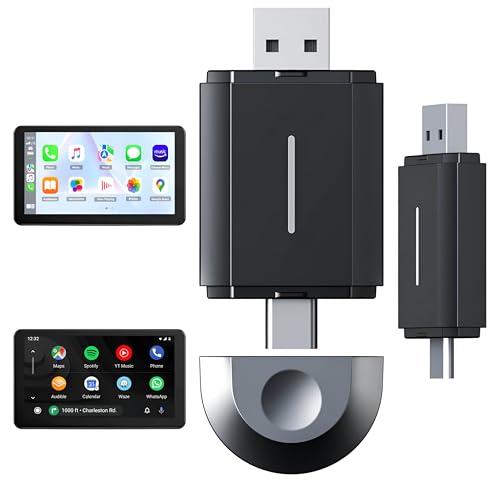 2-in-1 Wireless Adapter kompatibel mit CarPlay und Android Auto, 5GHz WiFi-Dongle Plug & Play für schnelle und stabile Verbindung, kompatibel mit 98% der Autos (2015–2024), kompakt und tragbar von Sound Way