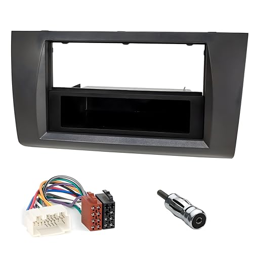Sound-way 1 DIN / 2 DIN Autoradio Radioblende RadioRahmen, ISO-Verbindungskabel, Antennenadapter kompatibel mit FIAT, Peugeot, Citroen, Suzuki von Sound Way