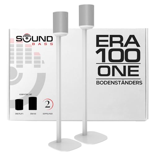 ERA100 Ständer, Doppelpack (2 STK), Standfuß Kompatibel mit Sonos ERA 100, Sonos One oder Play 1 Lautsprechern, Zubehör Enthalten. Entworfen in Großbritannien, Doppel, Paar (Weiß) von Sound bass