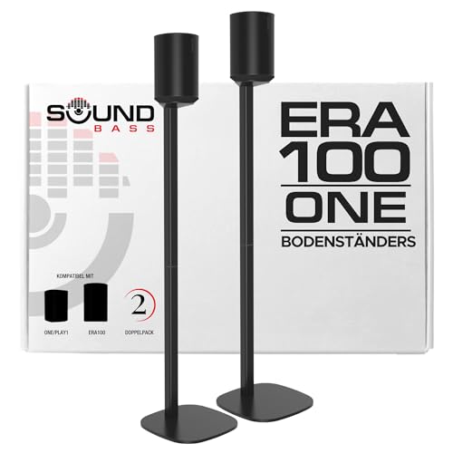 ERA100 Ständer, Doppelpack (2 STK), Standfuß Kompatibel mit Sonos ERA 100, Sonos One oder Play 1 Lautsprechern, Zubehör Enthalten. Entworfen in Großbritannien, Doppel, Paar (Schwarz) von Sound bass
